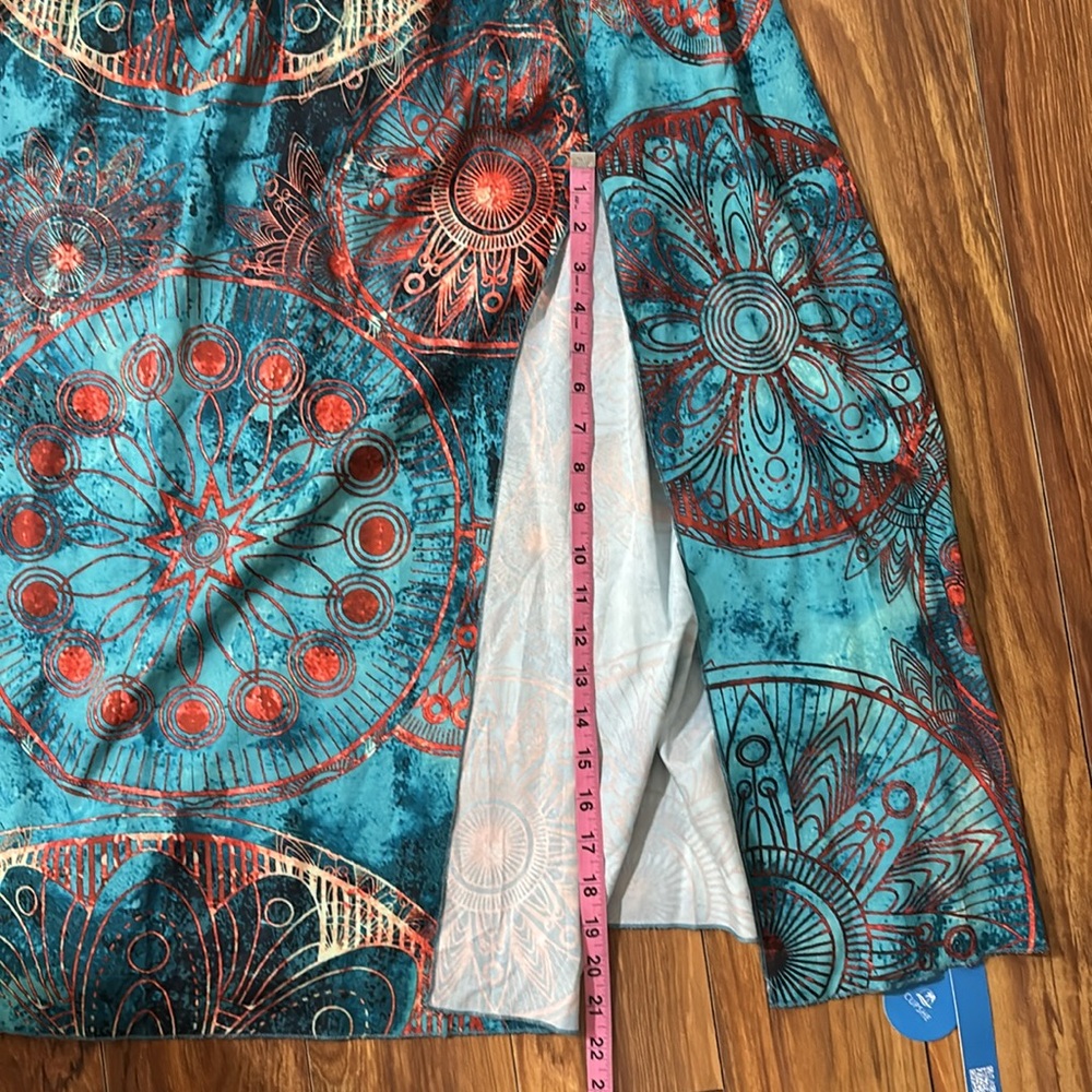 Cupshe teal blue & orange off the shoulder maxi dress, size small, NWT. - Picture 11 of 16